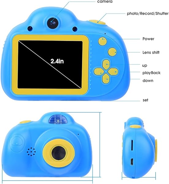 FECAMOS Istant Camera Kids Multifunction Digital Camera Dual Cameras HighDefinition 1080P 2 4in TFT Screen with Anti lost Rope USB Cable for Age 3 10 Year Girls Boyssky blue
