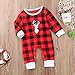 Charm Kingdom Newborn Baby Boys Girls Long Sleeve Christmas Deer Print Plaid Romper (12-18 Months)