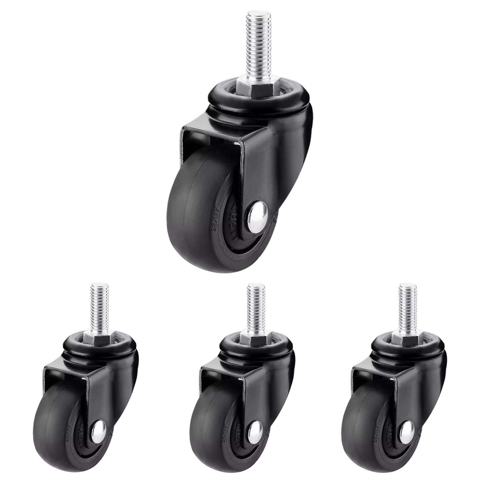 Photo 1 of 1.5/2 Inch Heavy Duty Caster Wheels,with No Brake Stem Castors,M6/M8/M10 Threaded Stem,TPE Rubber Casters with 360 Degree No Noise,for Small Mini Shopping Carts and Funiture,Set of 4(1.5in M6x15)