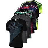 5 Pack Men's Active Quick Dry T Shirts Athletic Running Gym Workout Sport Tee Shirt Tshirt Golf Tennis Tops Bulk LSL133