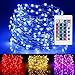 Ustellar 33ft RGB 100 LED Starry String Lights, Outdoor Waterproof Color Changing Copper Wire Fairy Lights with Remote Control/Timer, 8 Brightness Levels, Battery Operated (Not Included)
