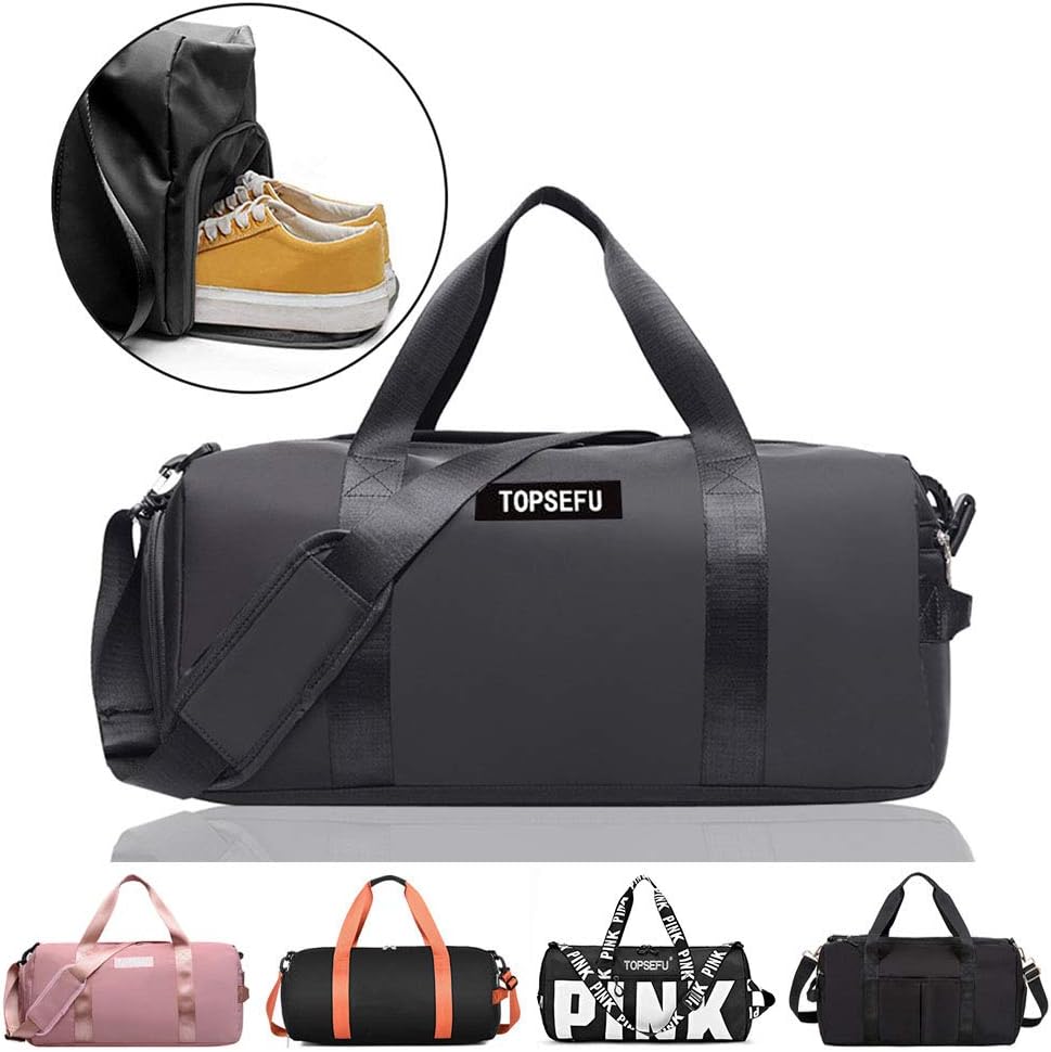 TOPSEFU Dry Wet Separated Sports Gym Bag with Shoes Compartment, Large Gym Duffle Holdall Bag Training Handbag Yoga Bag for Men and Women