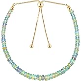 OdrillionGems Natural Ethiopian Opal Gemstone Bolo Beads Bracelet, 14k Gold Plated, 925 Sterling Silver, Healing Crystals, October Birthstone, Slider Chain, Women Jewelry, Valentine Gift, Size 10inch