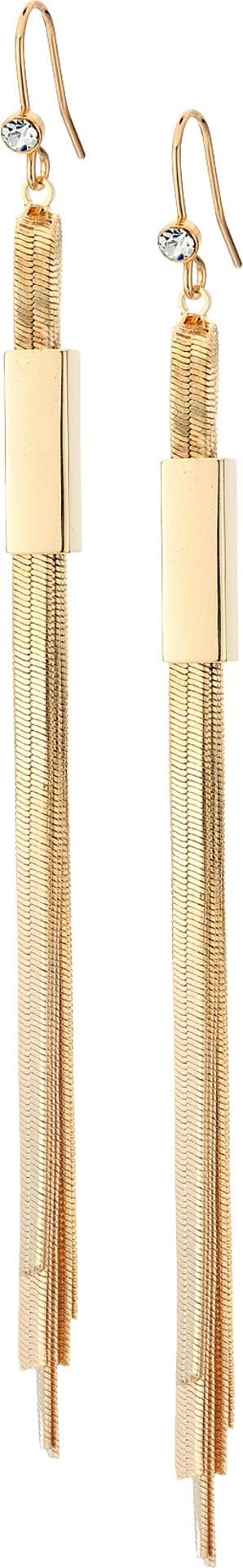 Pendientes colgantes lineales con cadena plana plegable Guess, tono dorado
