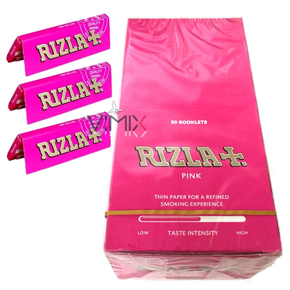 RIZLA Pink Regular Size Slim Cigarette Rolling Paper - Pack of 50, 250 g