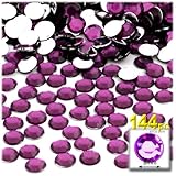 The Crafts Outlet 144-Piece Round Rhinestones, 8mm, Purple Amethyst