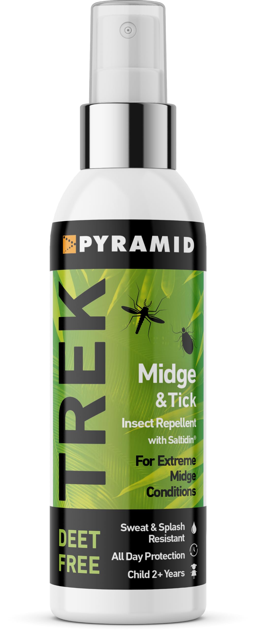 Pyramid Trek Midge & Tick No DEET Midge/Tick/Mosquito Repellent DEET FREE Saltidin Spray - 100ml
