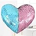 Tomus-UNI Mermaid Sequin Pillow with Insert, 13''×15'' Heart Magic Reversible Sequins Cushion for Home Décor(Pink/Blue)