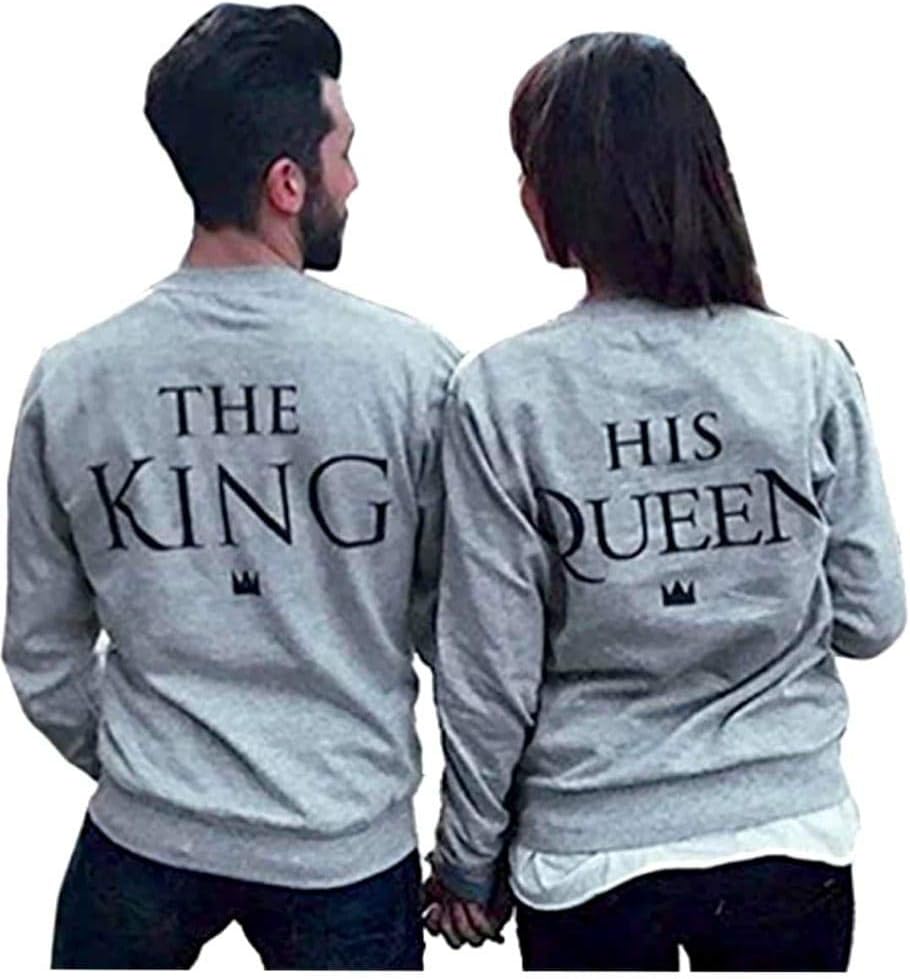 Couple Tshirts Gray King Queen U.K.