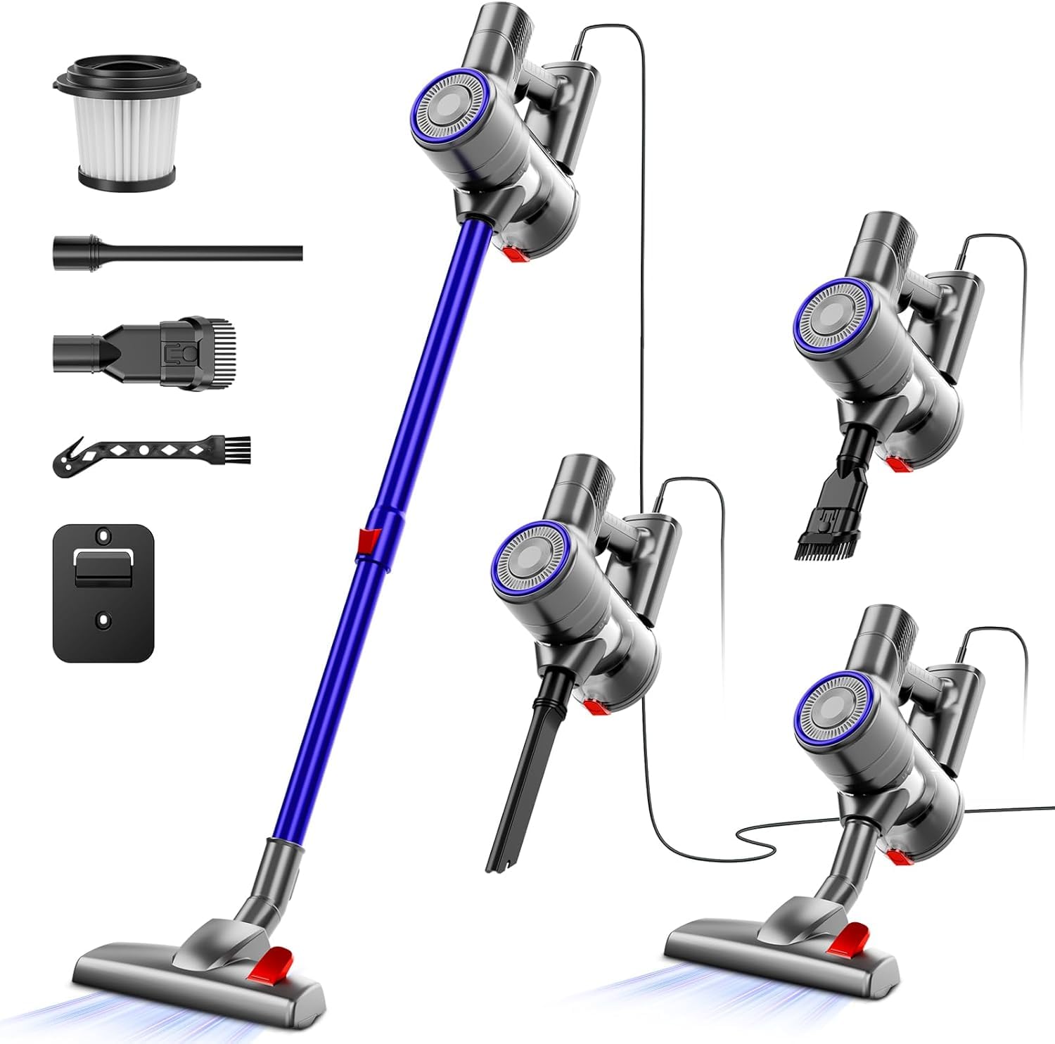 Photo 1 of AKAVAC Corded Stick Vacuum Cleaner, 25Kpa Powerful Stick Vacuum, 2 in 1 Vacuum Cleaners,1.2 L Dust Cup, Corded Handheld Vacuum Pet for Hair, Short-Pile Carpet, Hardfloor (Dark Blue)