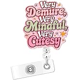 Horee Nurse Badge Reel, Retractable ID Card Holder with Alligator Clip, Acrylic Badge Holder, Demure Funny Design (Demure-1)