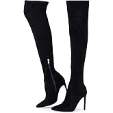 Elisabet Tang Thigh High Boots Over the Knee Boots for Women,Sexy 4.3 inch Stilettos High Heels Boots Stretch Suede Long Pointed Toe Shoes