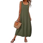 MEROKEETY Women's Boho Maxi Sundress 2026 Summer Beach Dress Scoop Neck Sleeveless Loose Tank Dress