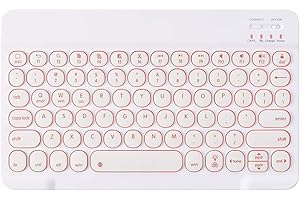 EADOU INI Totetype Portable Bluetooth 7-Color Backlit Keyboard for 10.2 (9th 8th 7th Generation), 9.7 Inch iPad, 10.9 iPad Air 5, 4th Gen, iPad Pro 11 12.9, iPad Mini, Android Windows All Tablet - White