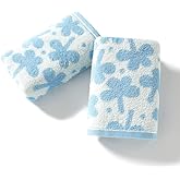 sense gnosis Blue Hand Towels Set of 2 Clovers Pattern 100% Cotton Absorbent Soft Floral Hand Towels for Bathroom Decorative 13 x 29 Inch