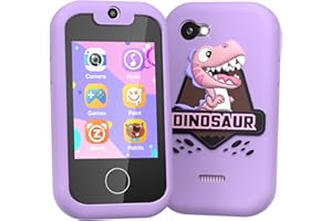 Prysyedawn Smart Phone for Kids 3-8, Toddler Phone with Soft Silicone Cover, Christmas Birthday Gifts for Girls Age 6-8, Portable Learning Toy for 3 4 5 6 7 8 9 10 Year Old Girls Boys Purple