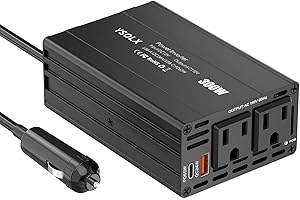 YSOLX 300W Car Power Inverter, Cigarette Lighter Adapter to Wall Plug DC 12V to 110V AC Car Inverter with 65W USB-C/USB-Fast Charging(24W)/Dual AC Outlet, Fast Car Charger Adapter for Road Trip