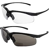 Global Vision Apex 1.5 Bifocal Safety Glasses 2 Pairs Black Frames with Clear & Smoke Lenses