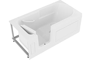 ANZZI Walk-In Tub 60'' x 30'' Acrylic, Left Drain, Easy Step Low Threshold, Non-Slip Floor, Modern Chrome Details, Glossy White Finish - 3060SILWS