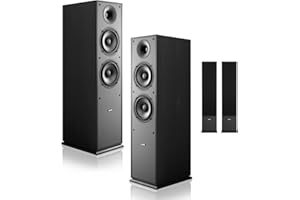 VEVOR Passive Floorstanding Speakers, 2-Way, Floor-Standing Tower Speakers with 1 in Tweeter, 6.5 in Woofers, 400W Peak, 65Hz–20kHz Frequency Response, Durable MDF Enclosure, for Home Audio, Pair
