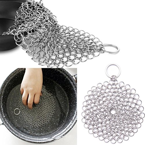 YJYdada Stainless Steel 316 Cast Iron Cleaner Brush Scrubber For Cast Iron Pan Cast