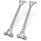 hannger Turnbuckle, 2 Pack 3/8" (M10) 304 Stainless Steel Turnbuckles for Cables Wire, Closed Body Design, 3200 lbs Working Load Limit - Heavy Duty Wire Tensioner for Shade Sails Hardware, Ziplines