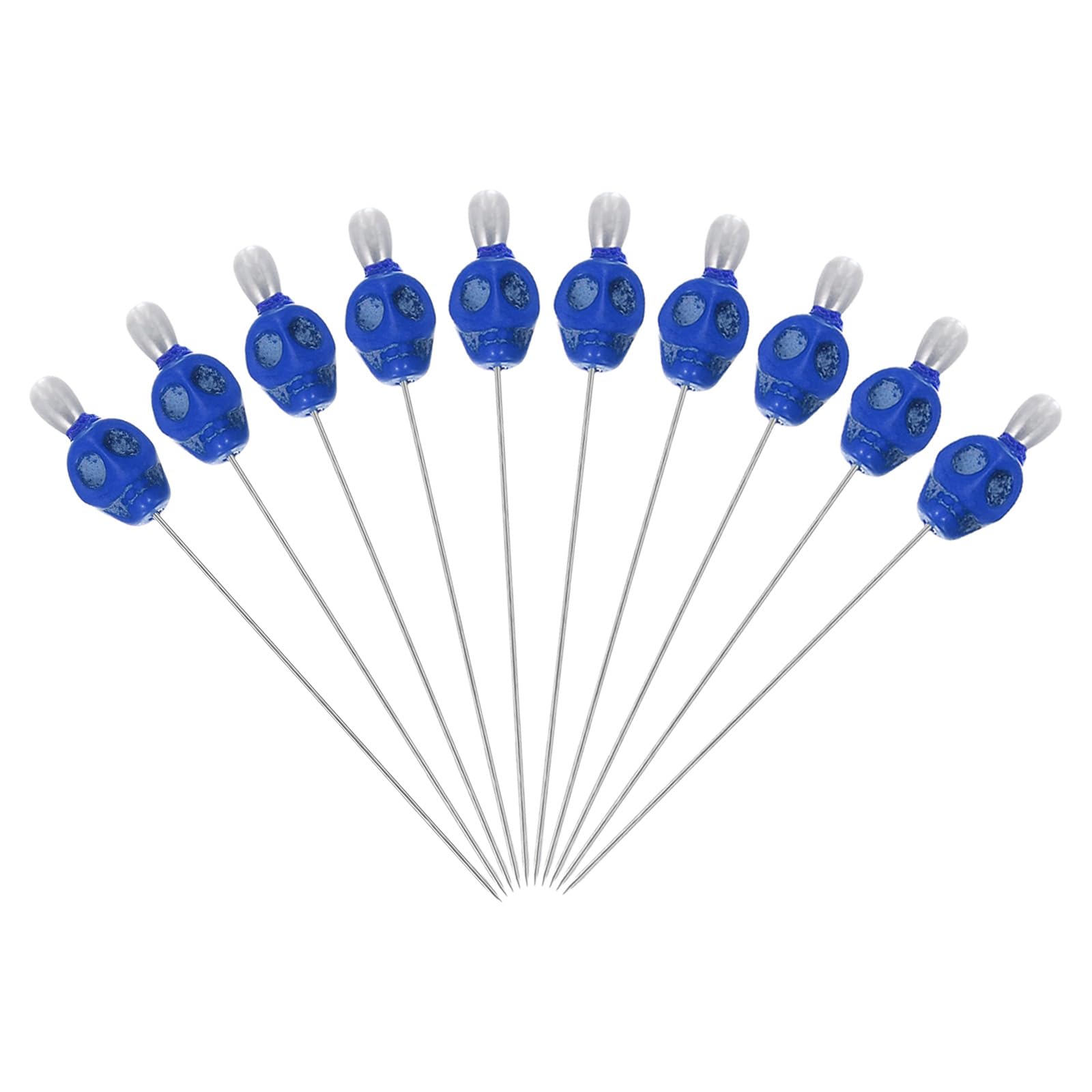 PATIKIL 3" Skull Sewing Pins, 10Pcs Steel Straight Pins with Skull Head for Fabric DIY Decoration Crafting Quilting Sewing Supplies, Dark Blue