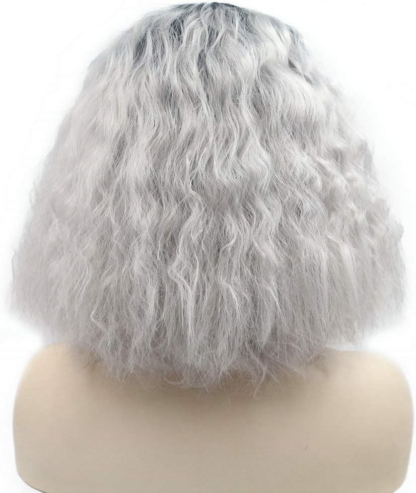 14" Women's Cosplay Summer Wigs Shoulder Length Black Ombre Gray Short Bob Wigs Natural Hairline Synthetic Lace Front Wigs for Women Girls Party Cosplay Daily Use Drag Queen Wig - Image 4