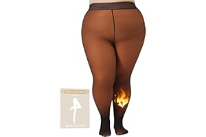 MERYLURE Plus Size Fleece Lined Sheer Tights, Fake Translucent Winter Warm Leggings for Women,Thick Thermal Pantyhose