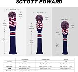 Scott Edward Golf Headcovers 3Pcs Driver Fairway Hybrid Argyle Blue Heart view 5