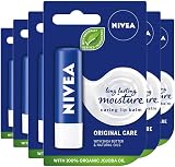 NIVEA Original Lip Balm 6 x 4.8g Shea Butter Natural Oils Moisturising