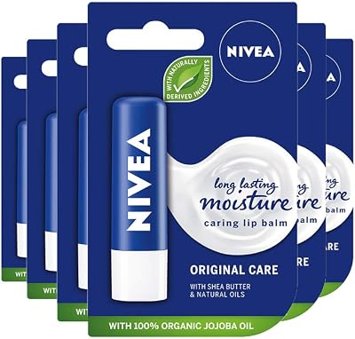 NIVEA Original Lip Balm 6 x 4.8g Shea Butter Natural Oils Moisturising