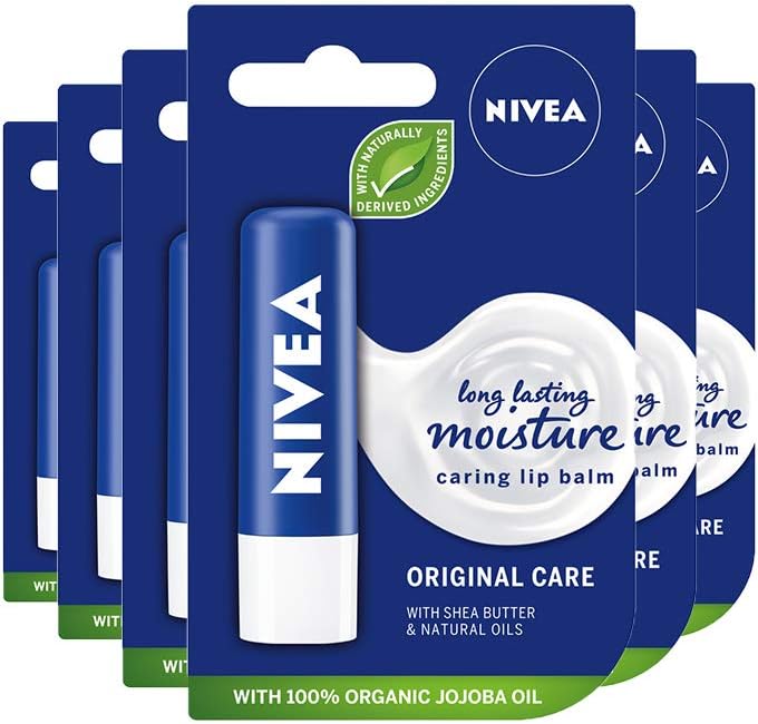 NIVEA Original Lip Balm 6 x 4.8g Shea Butter Natural Oils Moisturising
