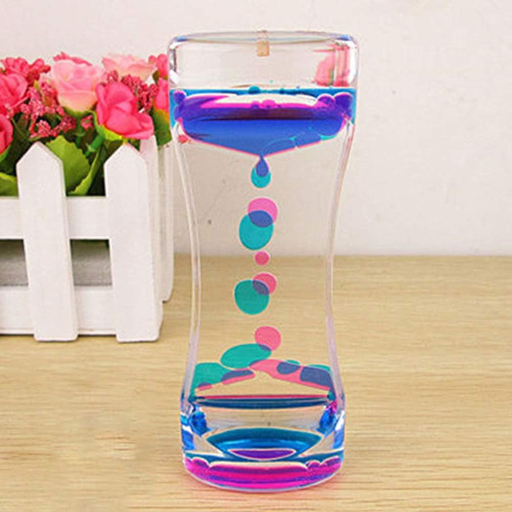 ypypiaol Water Motion Bubble Liquid Motion Double Colors Oil Hourglass Children Liquid Motion Bubble Liquid Timer with Pretty Waist Liquid Desk Toy Decor Birthday Gift Children Toy Purple