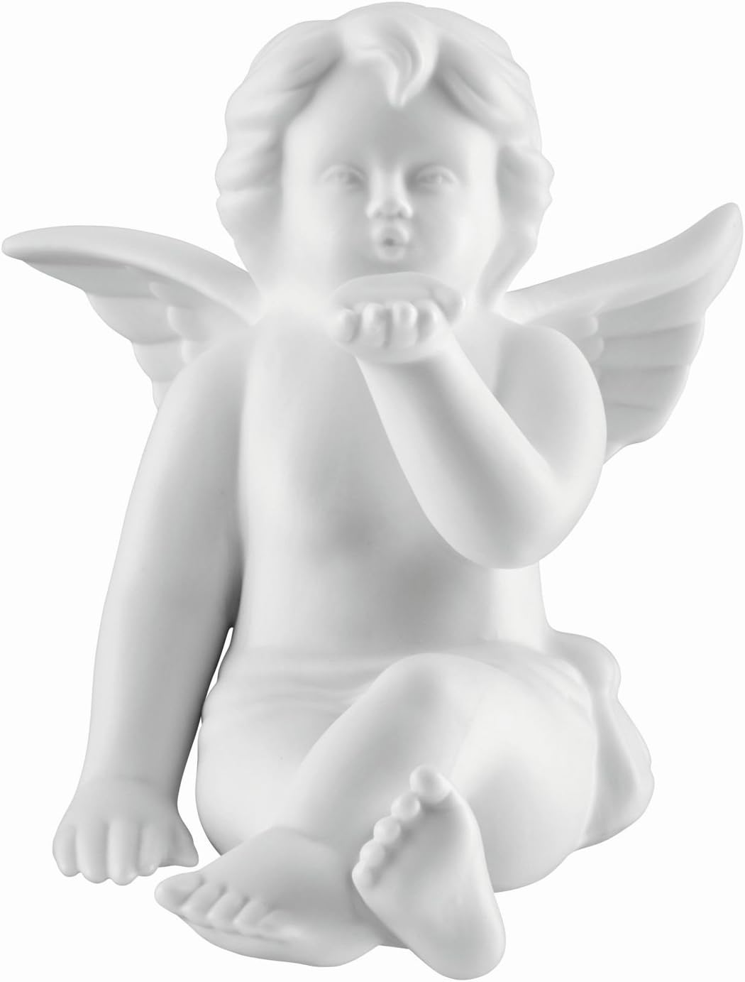 Bavaria Porcelain Angel Biscuit Matte White with Rosenthal Quality 11cm in a Gift Box, Blue,white