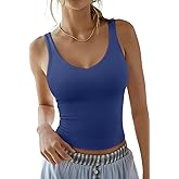 REORIA Tank Tops for Women Double Lined V Neck Summer Casual Basic 2026 Trendy Workout Going Out Clothes