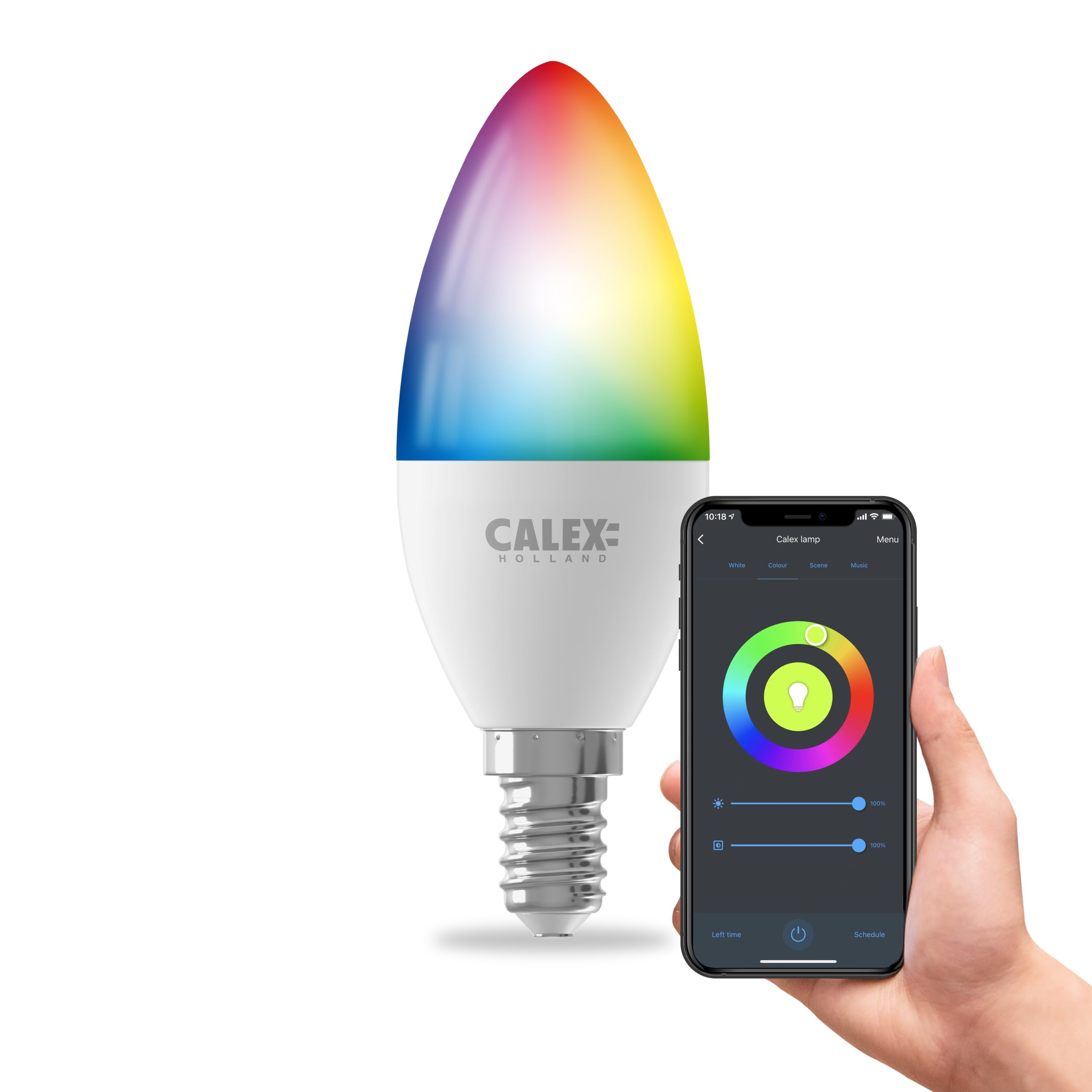 CALEX - Smart LED Bulb E14, WiFi LED Candle Bulb, RGB, App and Works with Amazon Alexa and Google Home, 5W