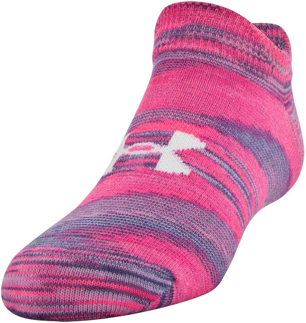 Under Armour Youth Essential 2.0 No Show Socks, 6-Pairs , Mojo Pink Assorted , Shoe Size: Youth 13.5K-4Y: Clothing