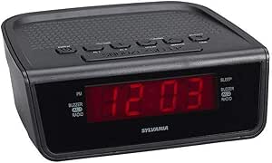 Sylvania SCR1388B Digital LED Alarm Clock Radio with AM/FM, Buzzer or