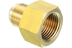 PATIKIL 1/2 Inch Female x 3/8 Inch Male Flare Connector, SAE 45 Degree Brass Adapter for Air Gas Line Refrigeration HVAC