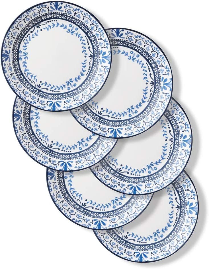 Corelle Vitrelle 6 PIECE Dinner Plates Set Triple Layer Glass and Chip Resistant, Lightweight Round Plates, Portofino
