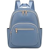 JIANLINST Mini Backpack Purse for Women PU Leather Small Backpack Fashion Multi Pockets Casual Daypacks Ladies Travel Shoulder Bags Haze blue