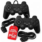 Hopevry Wired PS2 Controller | 2 Pack Compatible with Sony PS2/PS2 Slim/PS1 | Play Station 2 Controller with Dual Vibration, Plug and Play, Ergonomic grip for extended gaming
