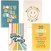 THiNKABLE Cute Notebook Set, 4 Pack Pastel Journals, 5.5 x 8.3 in, 60 Pages, Cute Pretty Inspirational Notebooks, Soft Cover Journals for Students, Back to School Notebooks for Kids Teens