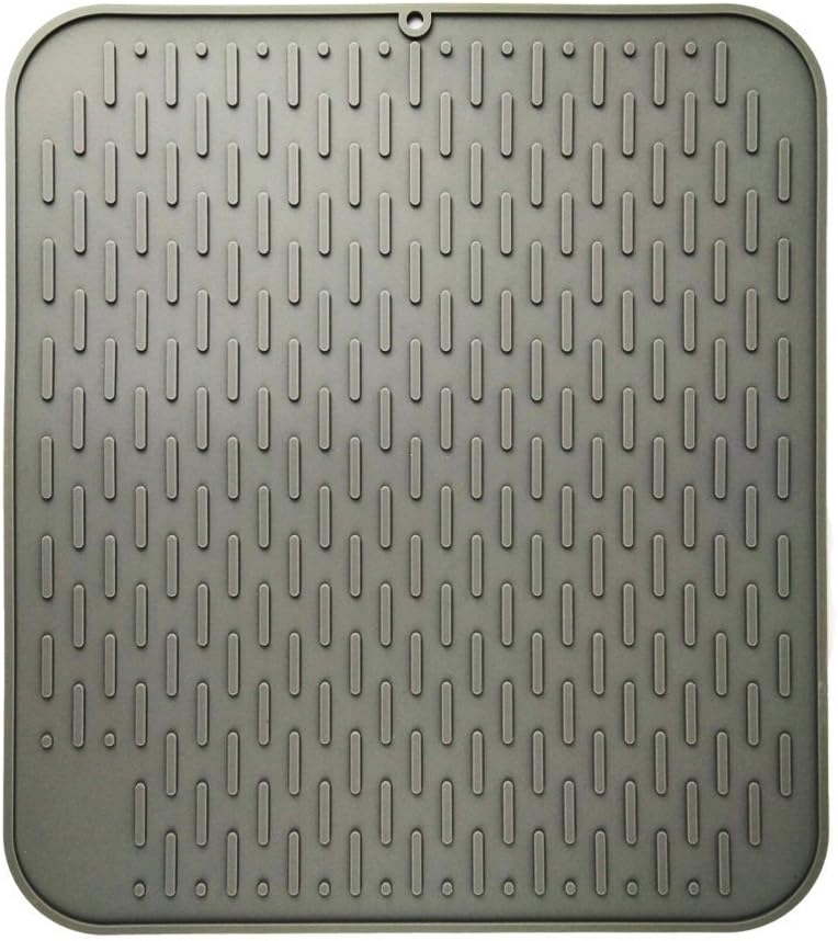 Dish Drying Mat | Premium 17.8 x 15.8 inch XL Large Silicone Dish Drying Mat | High Heat Resistant Trivet Kitchen for Cooking Baking Roasted Surface Pad Pot Holder Mat Place Mats