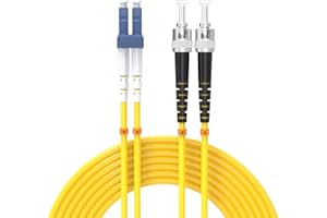 Buacoz 20Meters 65ft LC/UPC-ST/UPC Single-Mode Fiber Optic Cable LC to ST OS2 Jumper Optical Patch Cord Duplex 9/125um Yellow