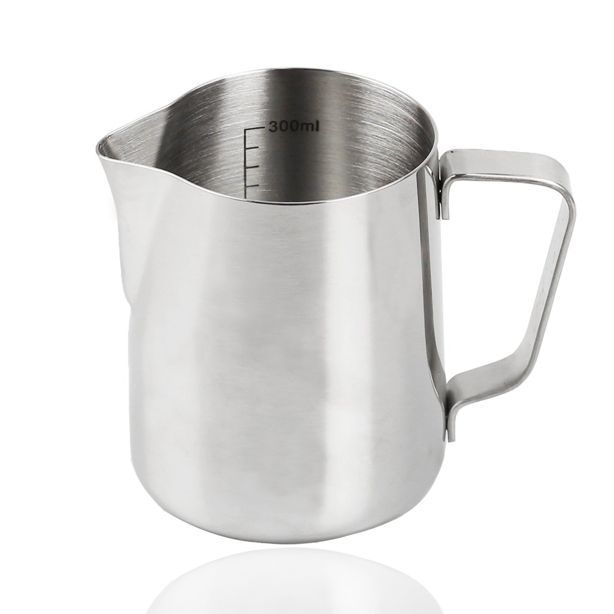 Ndier Stainless Steel Milk Frothing Pitcher 350ml/12 oz Milk Frother Cup with Measurement Line and Sharp Mouth - Perfect for Coffe Latte Cappuccino Making