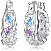 KINGWHYTE Filigree Earrings for Women 925 Sterling Silver Hoop Earrings Hypoallergenic Openwork Filigree Huggie Hoop Earrings Birthday Christmas Jewelry Gifts