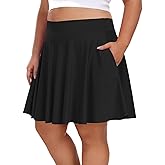 Moon Wood Plus Size Knee Length Golf Skirts for Women 20" High Waisted Athletic Tennis Skorts for Travel Daily