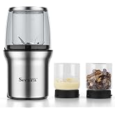Secura Brands Electric Coffee and Spice Grinder | For Spices, Coffee Bean, Glass, 2 Removable Bowl, Pulse Control, Dry and We
